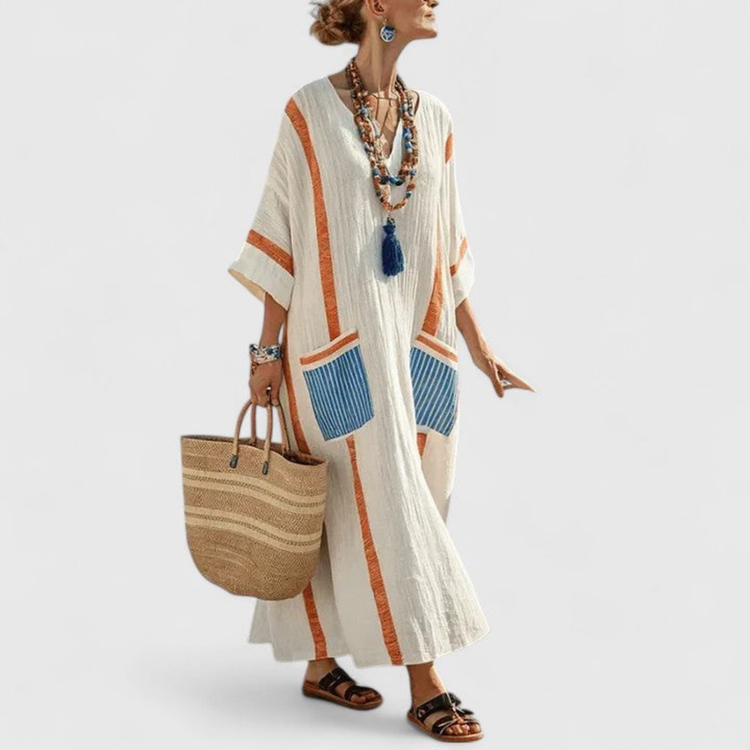 Amaria | Women’s Kaftan Dress featuring Contrast Trim