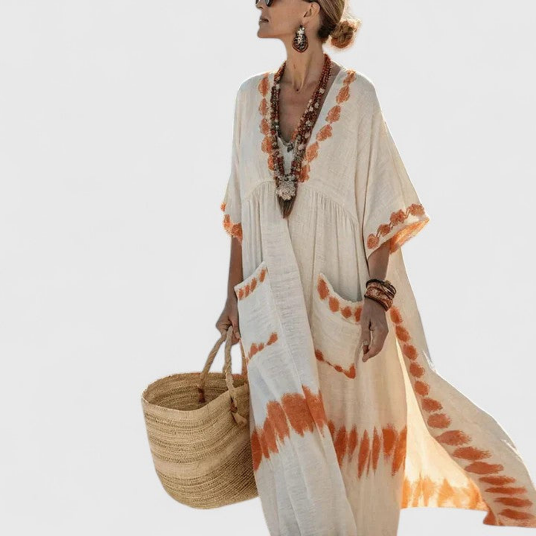 Amaria | Women’s Kaftan Dress featuring Contrast Trim