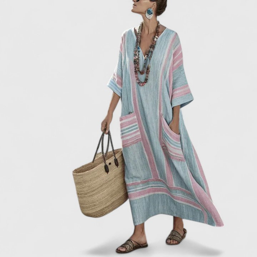 Amaria | Women’s Kaftan Dress featuring Contrast Trim