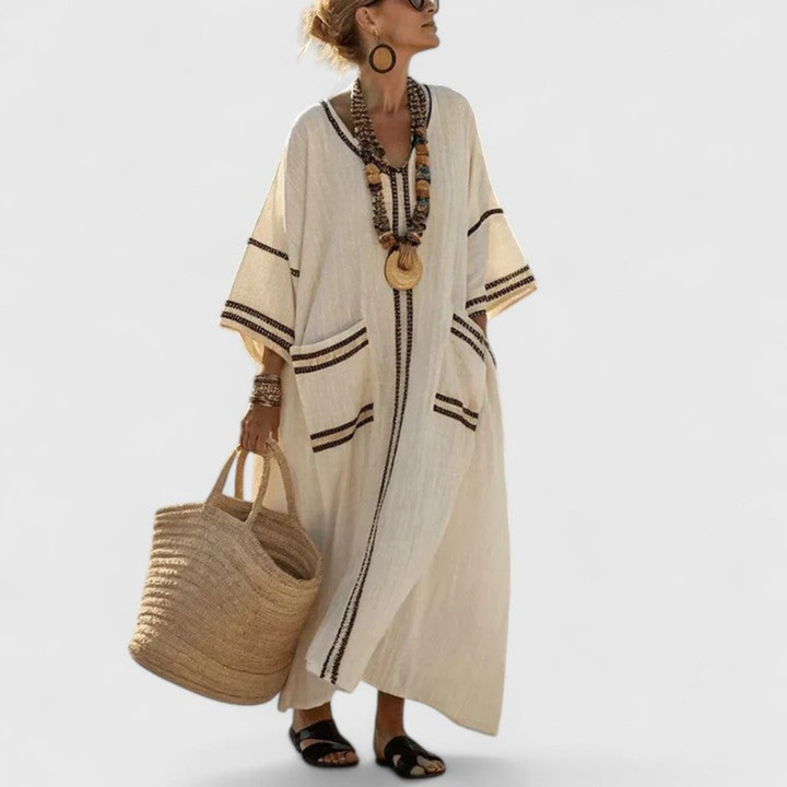 Amaria | Women’s Kaftan Dress featuring Contrast Trim