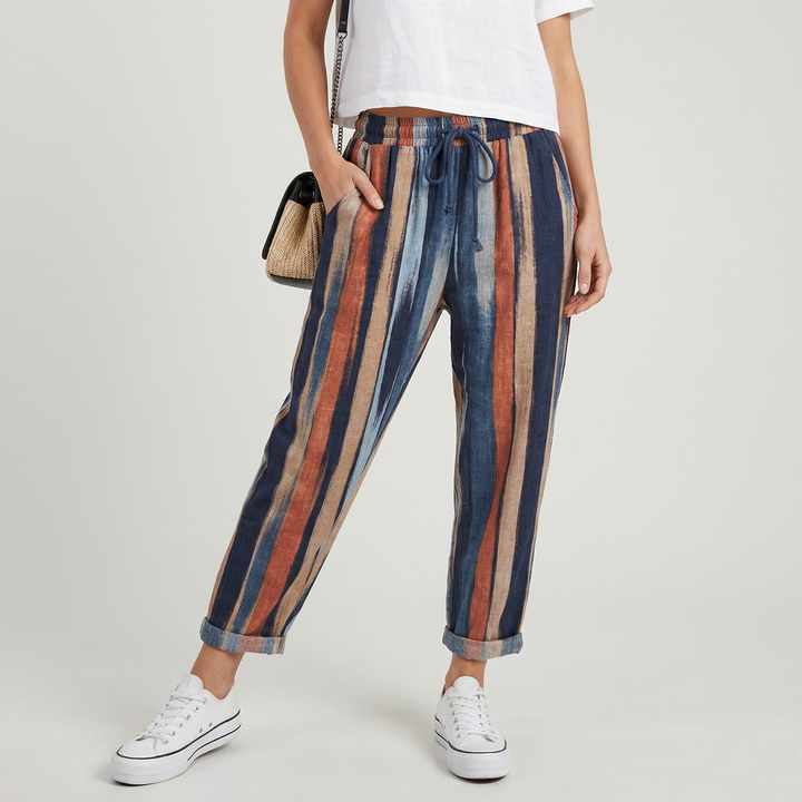 Zarelle | Women’s Striped Trousers with Drawstring Waist