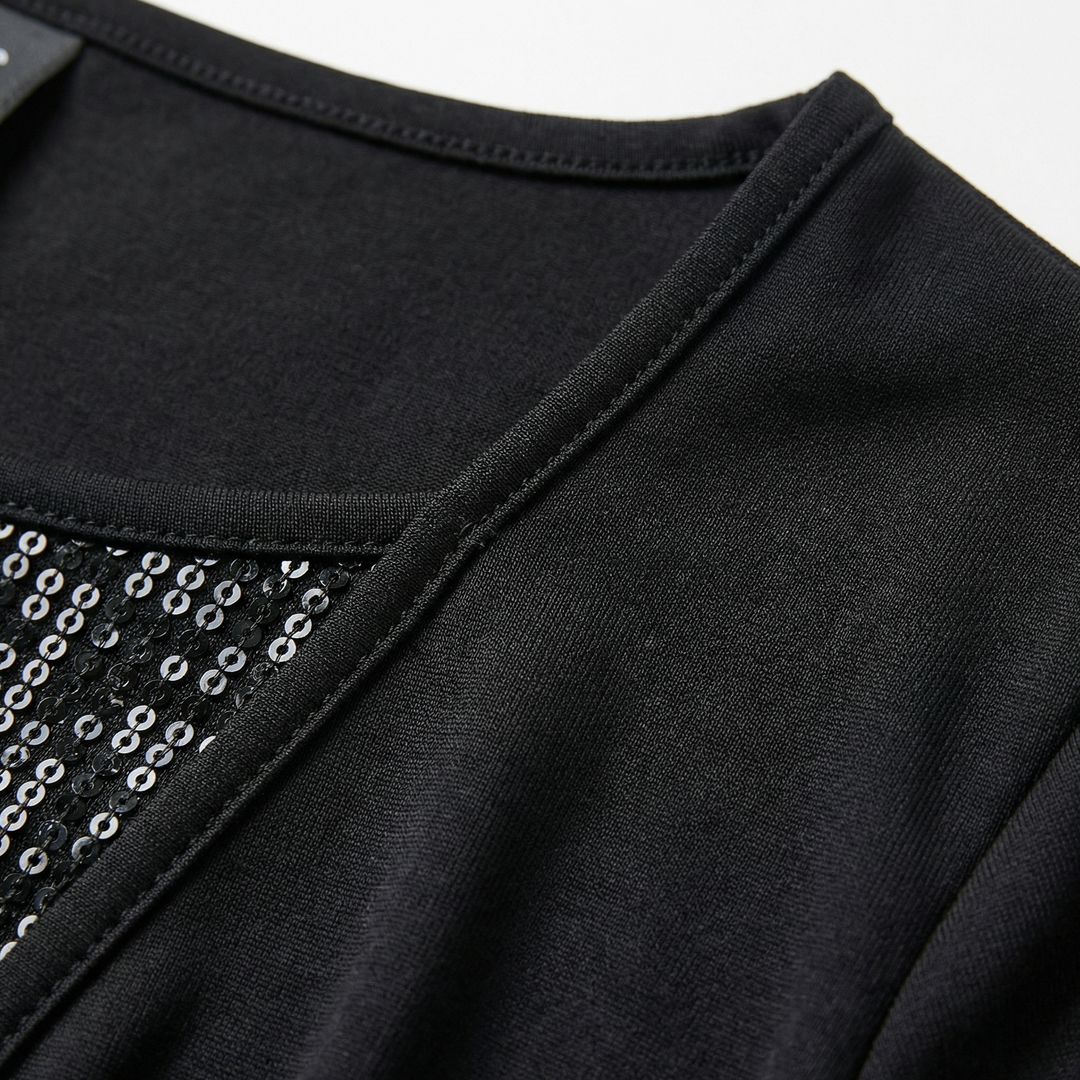 Zirelle | Women’s Draped Neck Top featuring Embellished Panels