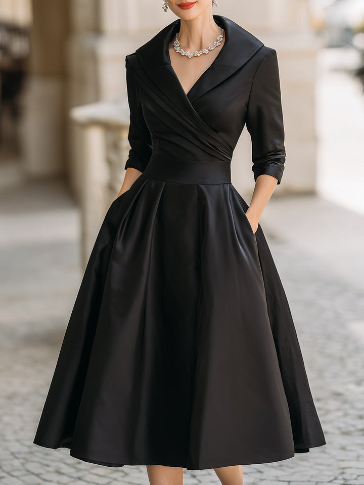 Elaria | Women’s Midi Dress featuring a Wrap Neckline