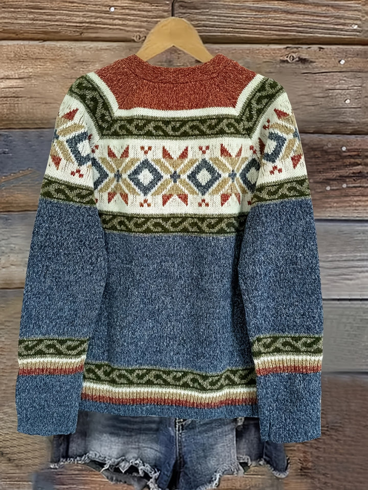 Marlène – Retro Pattern Knit Cardigan