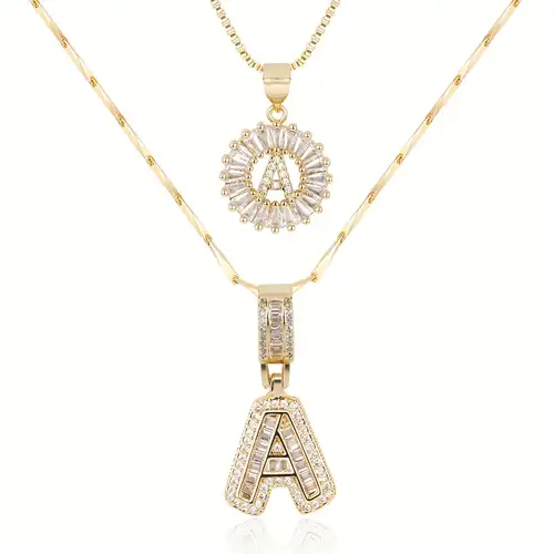 Moissanite Initial Letter Necklace Set | 18k Gold