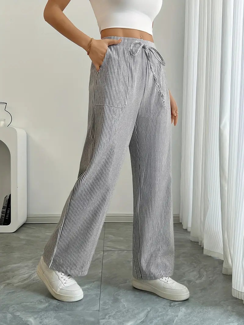 Nina™ - Elegant Striped Trousers With Pockets