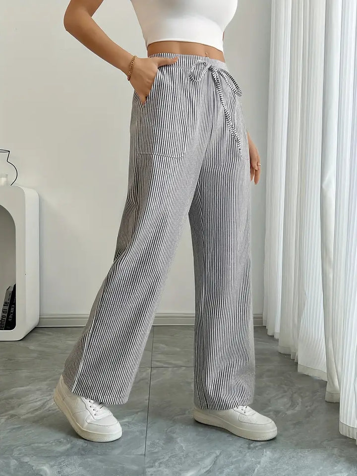Nina™ - Elegant Striped Trousers With Pockets