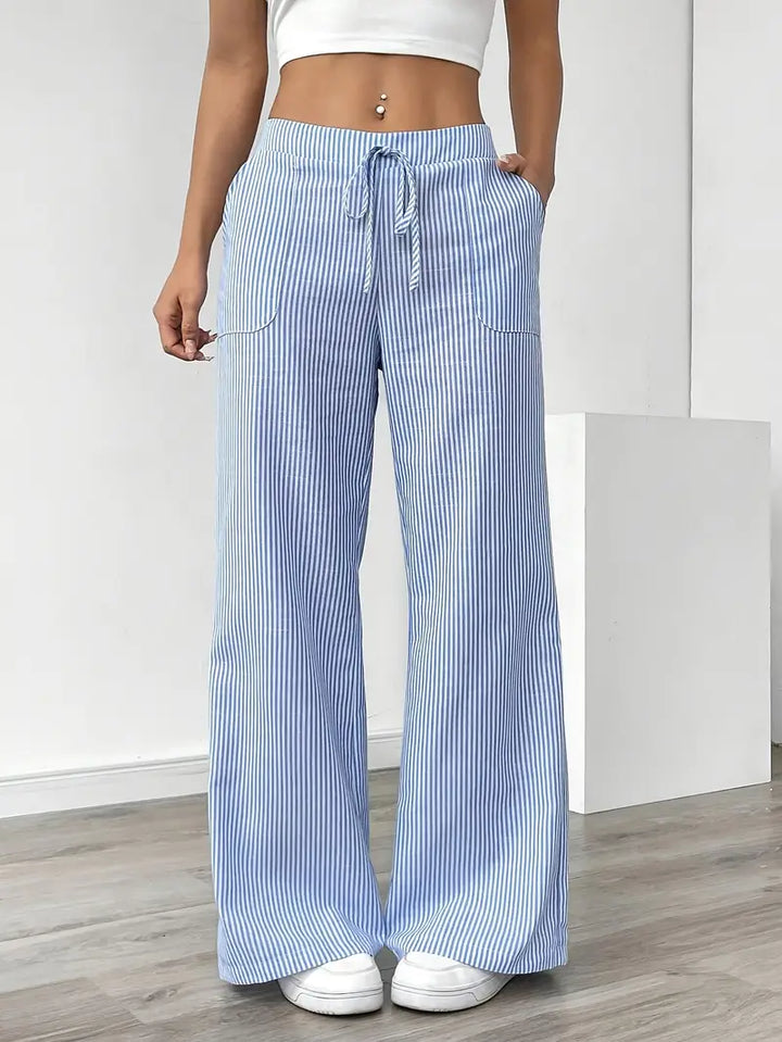 Nina™ - Elegant Striped Trousers With Pockets