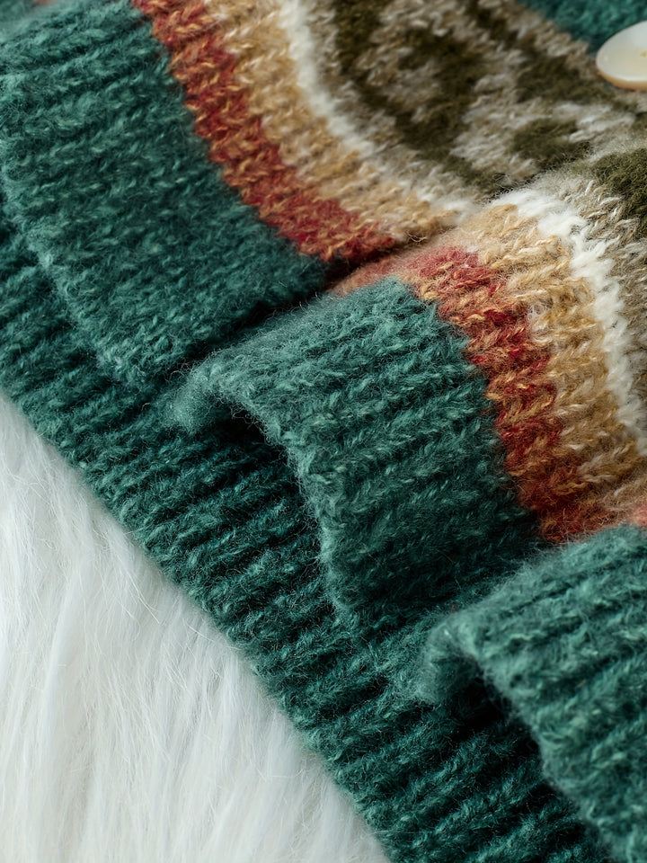 Marlène – Retro Pattern Knit Cardigan