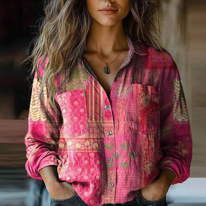 Marnie | Women’s Button-Up Blouse featuring a Paisley Visual accent