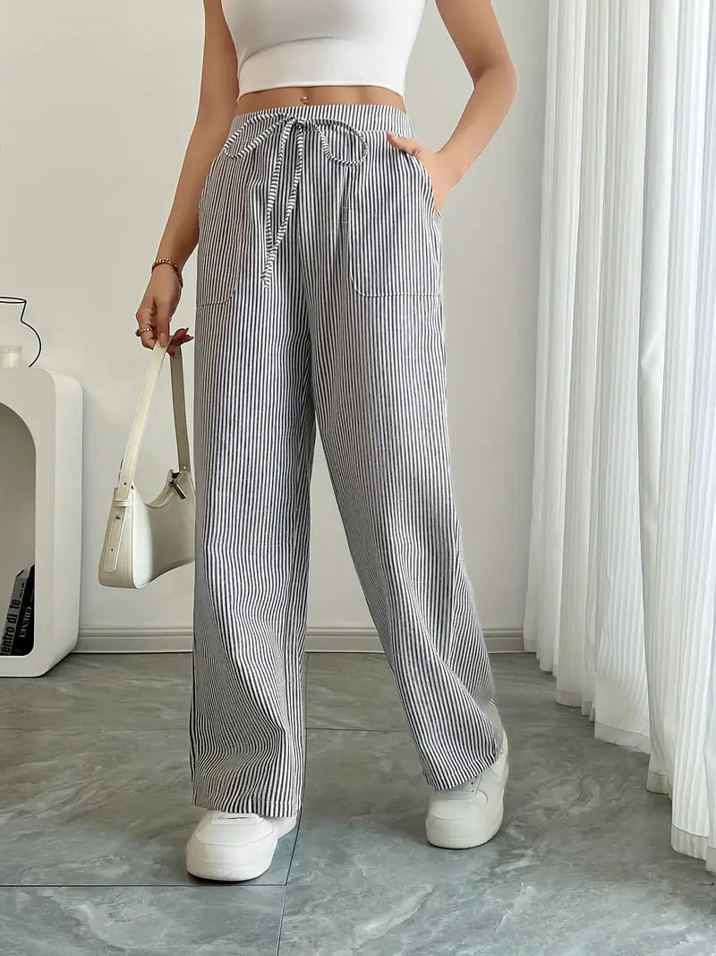 Nina™ - Elegant Striped Trousers With Pockets
