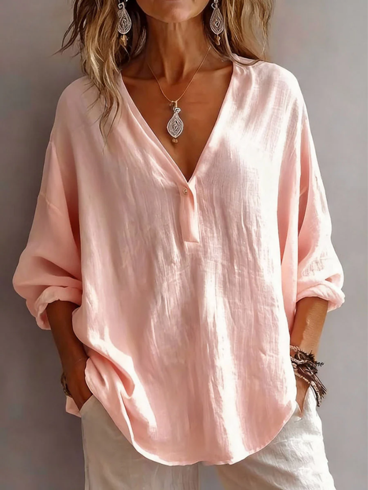 Erica | Women’s V-Neck Blouse in a Relaxed Oversized Line