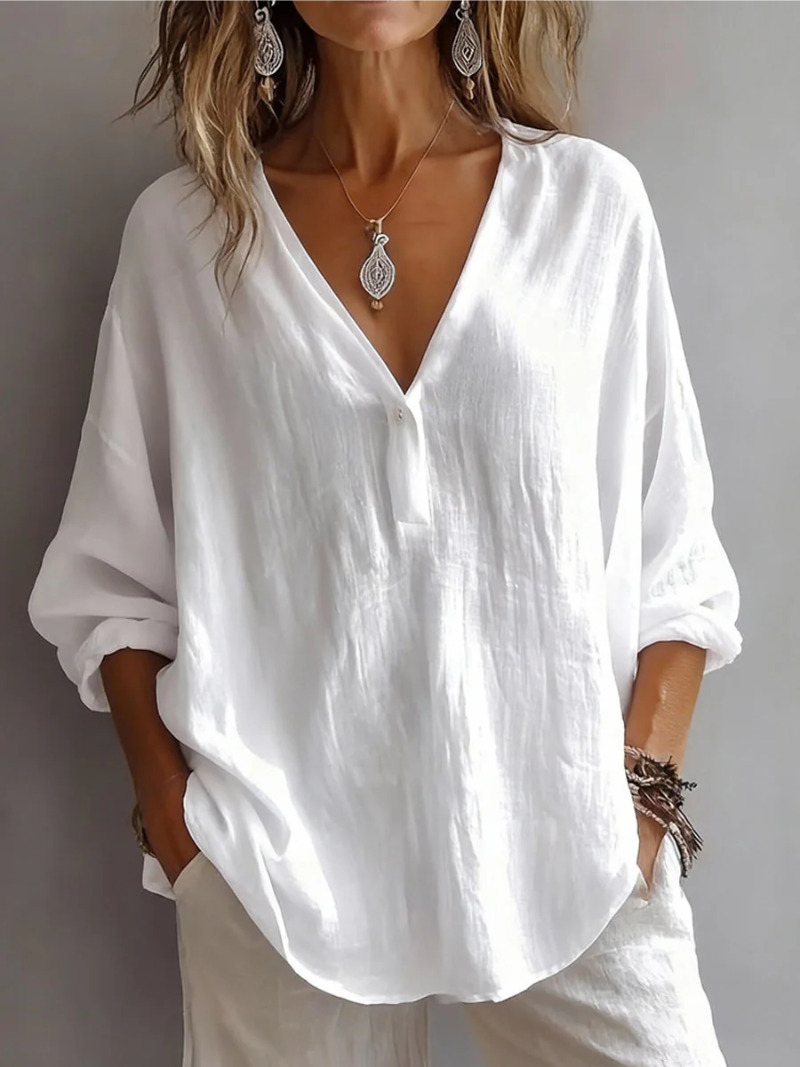 Erica | Women’s V-Neck Blouse in a Relaxed Oversized Line