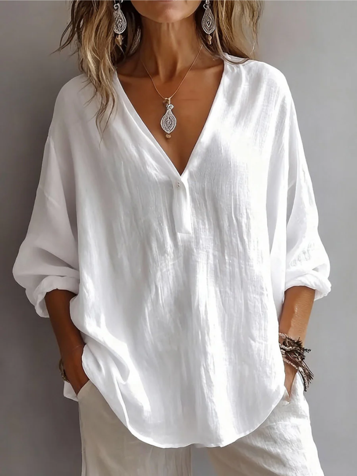 Erica | Women’s V-Neck Blouse in a Relaxed Oversized Line