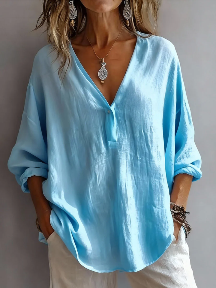 Erica | Women’s V-Neck Blouse in a Relaxed Oversized Line