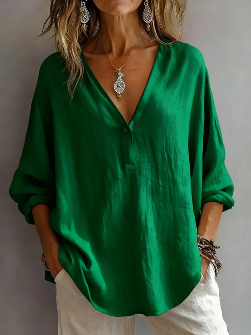 Erica | Women’s V-Neck Blouse in a Relaxed Oversized Line