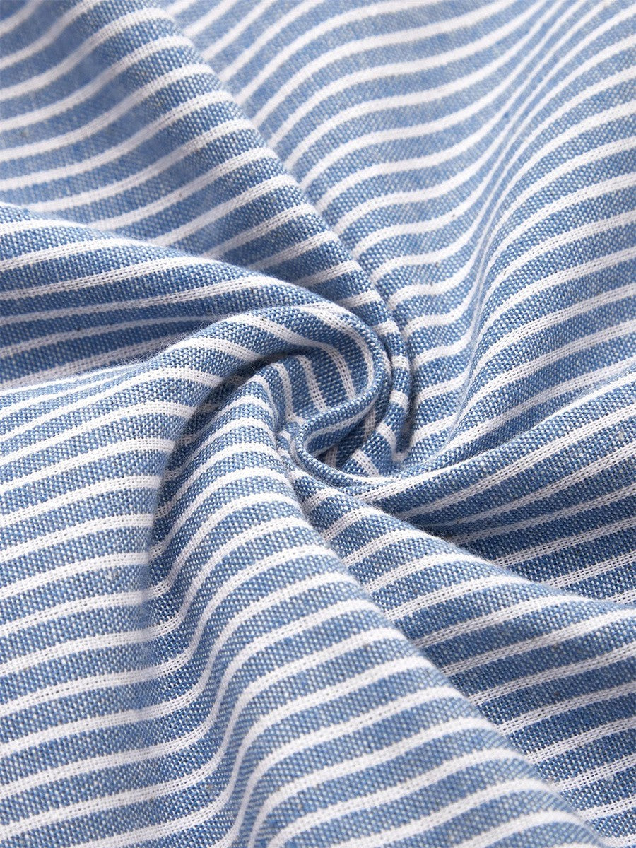 Mabel | Women’s Striped Midi Dress with Side Button Design highlight