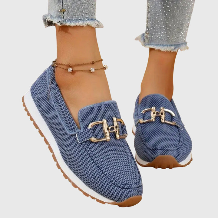 Evelyn | Women’s Slip-On Loafers with Metal Bar Finish