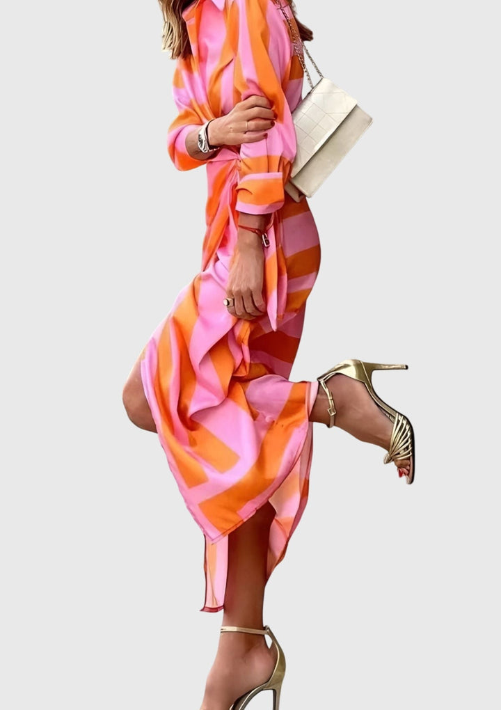 Elisendra | Women’s Printed Wrap Midi Dress featuring a Waist Tie