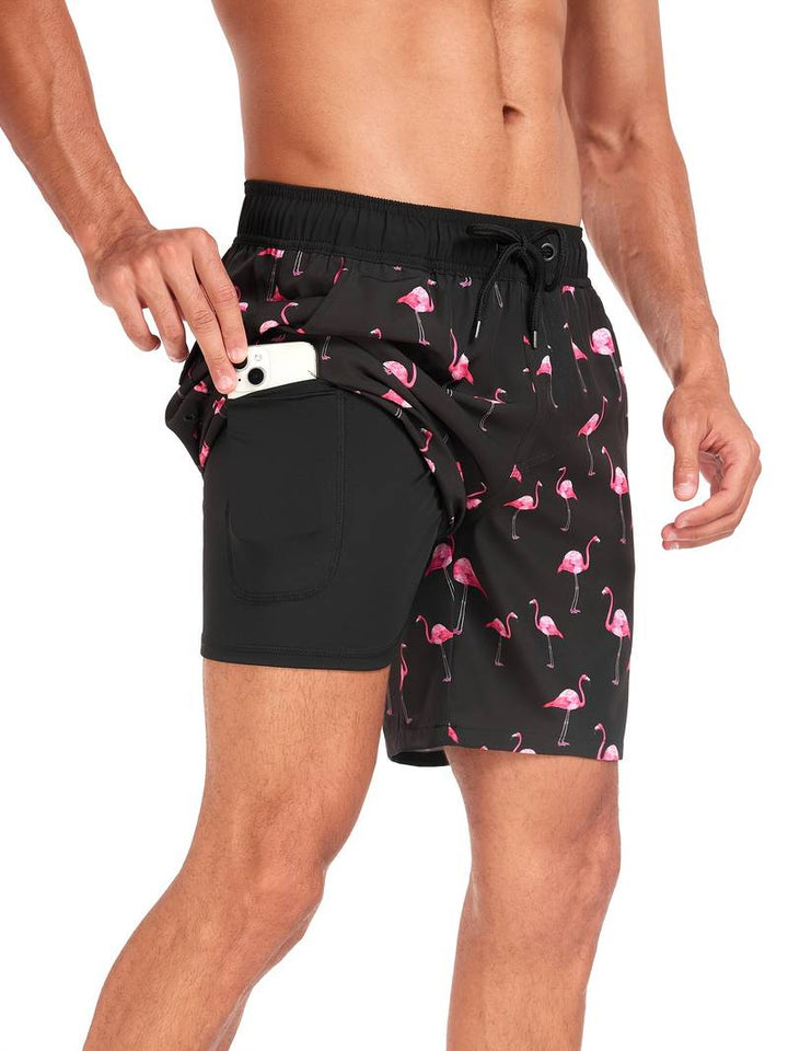 Kairo | Men’s Swim Shorts featuring a Flamingo Motif