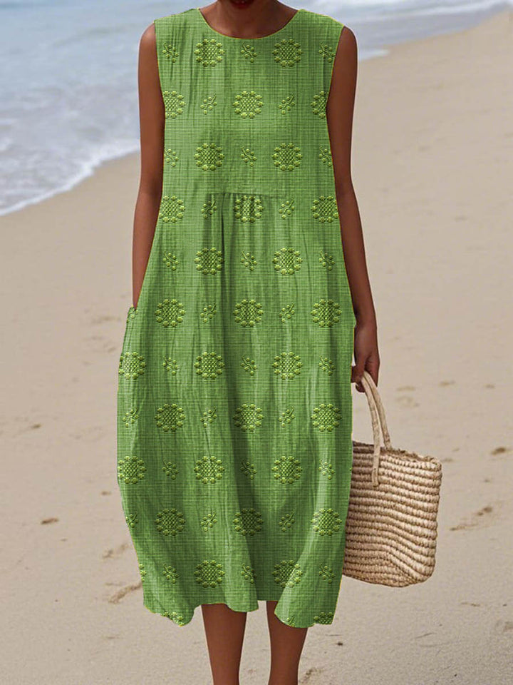 Pia™ - Elegant Sleeveless Cotton Dress with Pockets