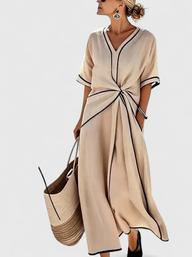 Veralyn | Women’s Wrap Midi Dress with Contrast Hem