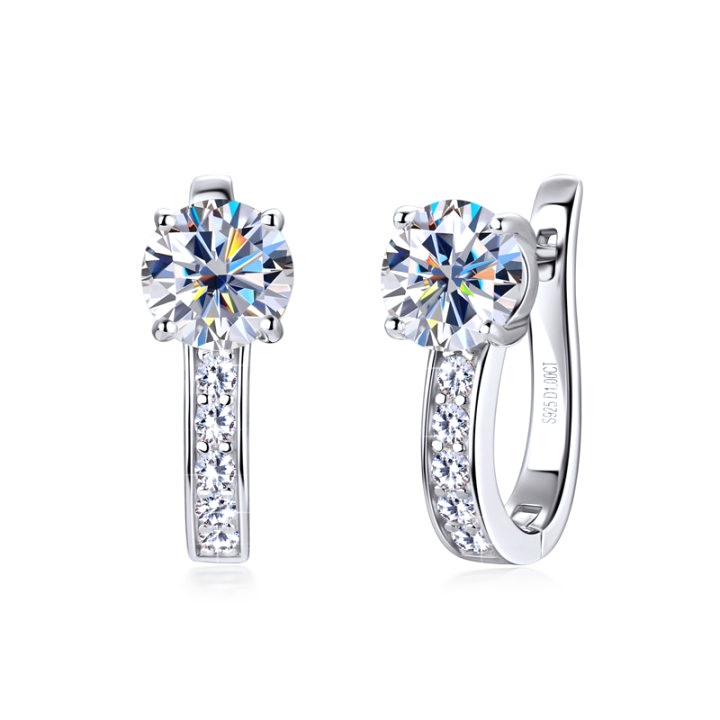 Channel Moissanite Huggie Earrings | 18k Gold