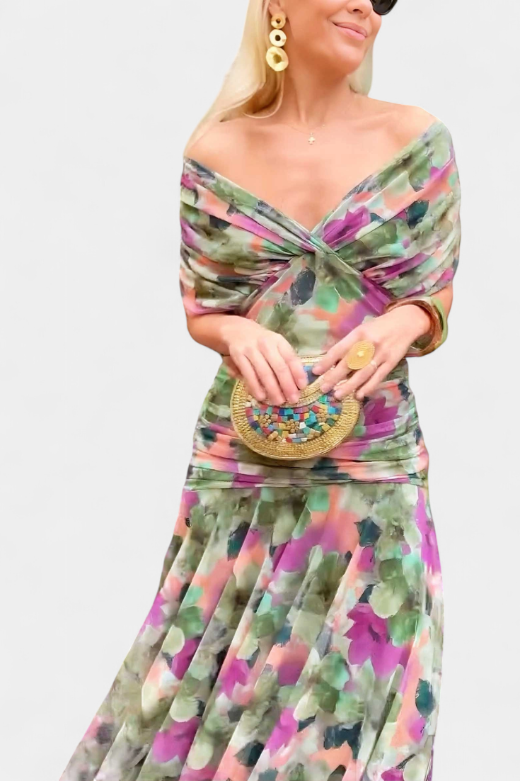 Keziah | Women’s Off-Shoulder Dress with Twist Front