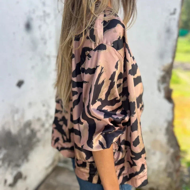 Maríssa - Maria - Zebra Print Zip-Up Bomber Jacket