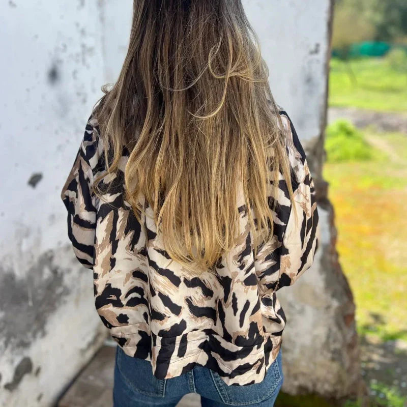 Maríssa - Maria - Zebra Print Zip-Up Bomber Jacket