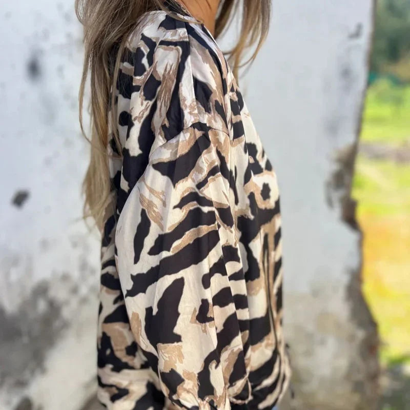 Maríssa - Maria - Zebra Print Zip-Up Bomber Jacket