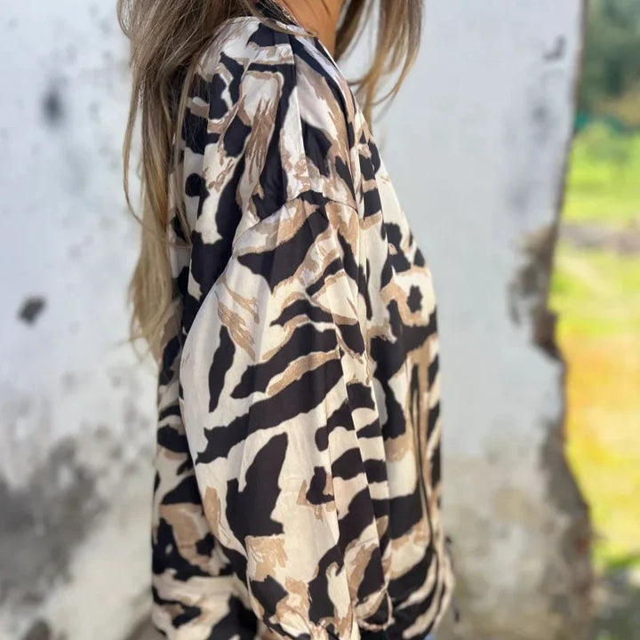 Maríssa - Maria - Zebra Print Zip-Up Bomber Jacket