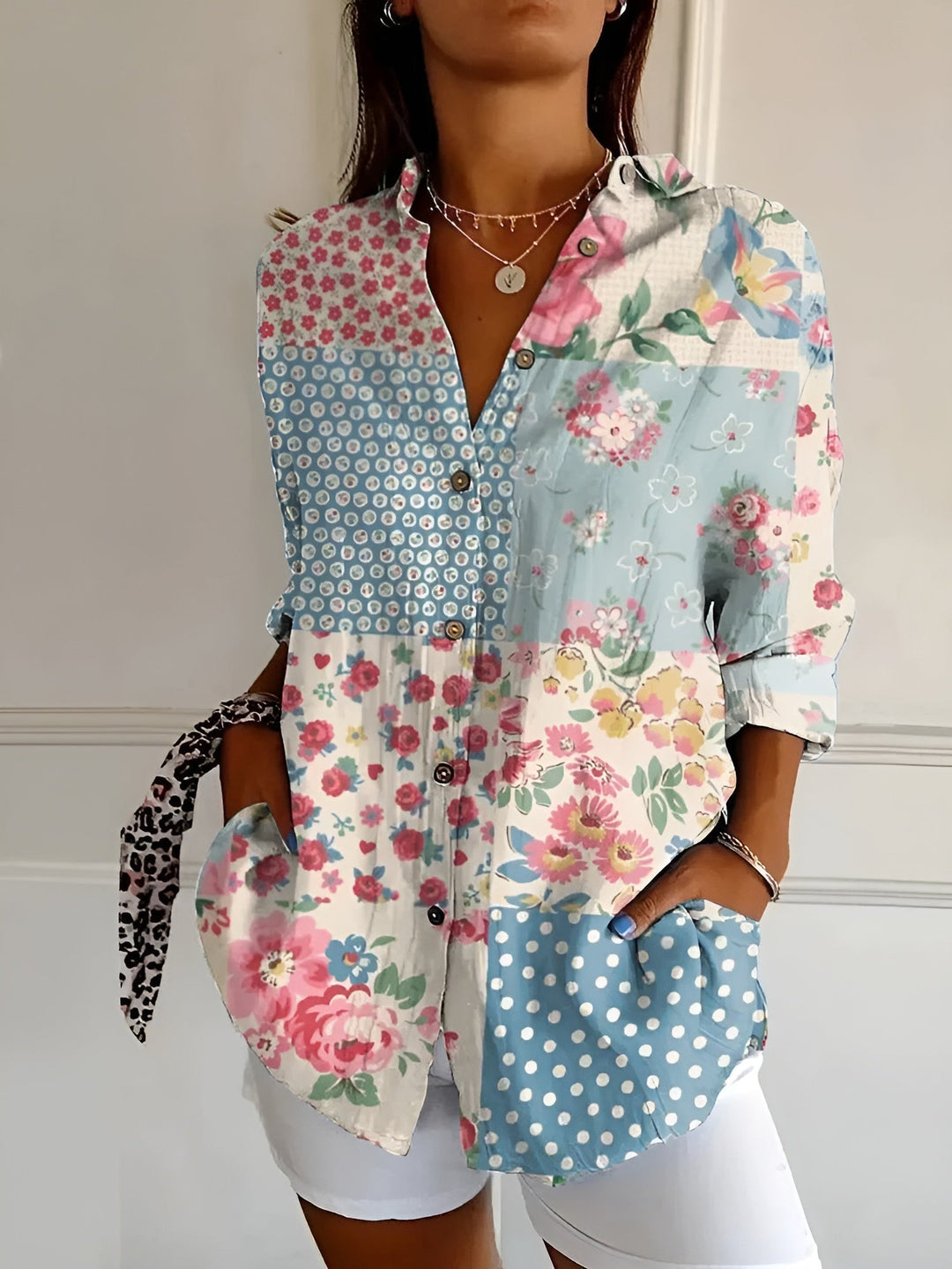 Cassia | Women’s Floral Button-Up Blouse for Casual Layering