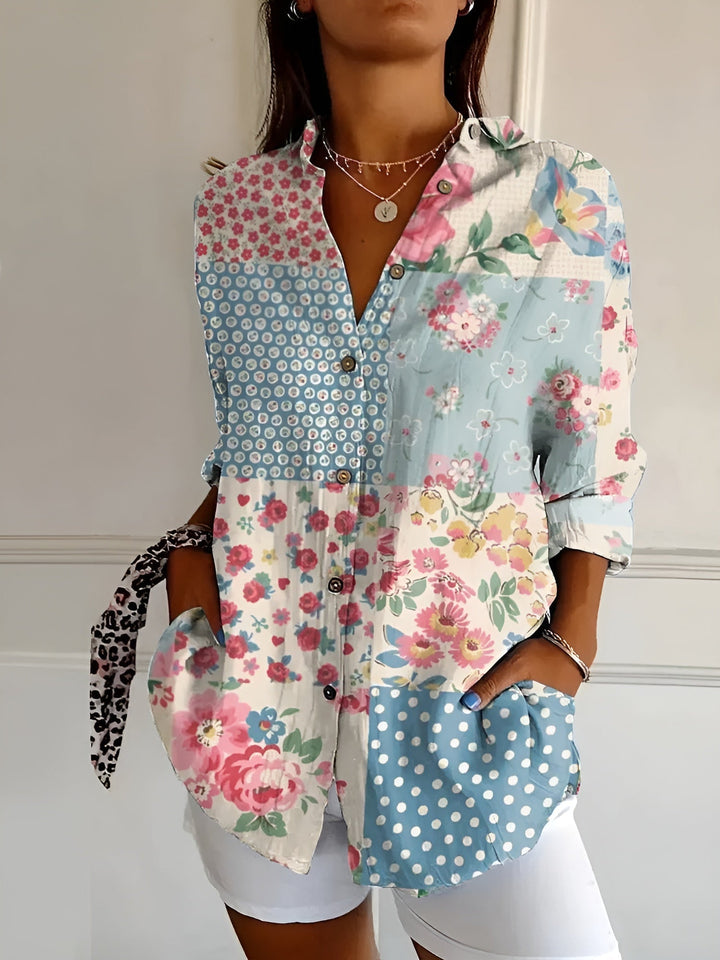Cassia | Women’s Floral Button-Up Blouse for Casual Layering