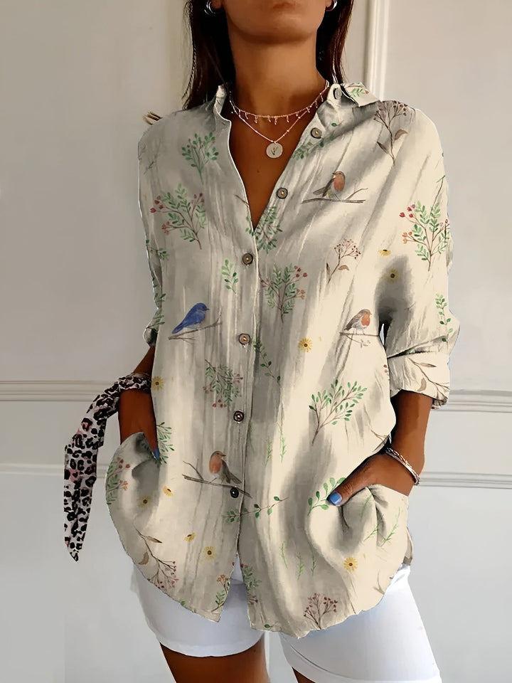Cassia | Women’s Floral Button-Up Blouse for Casual Layering