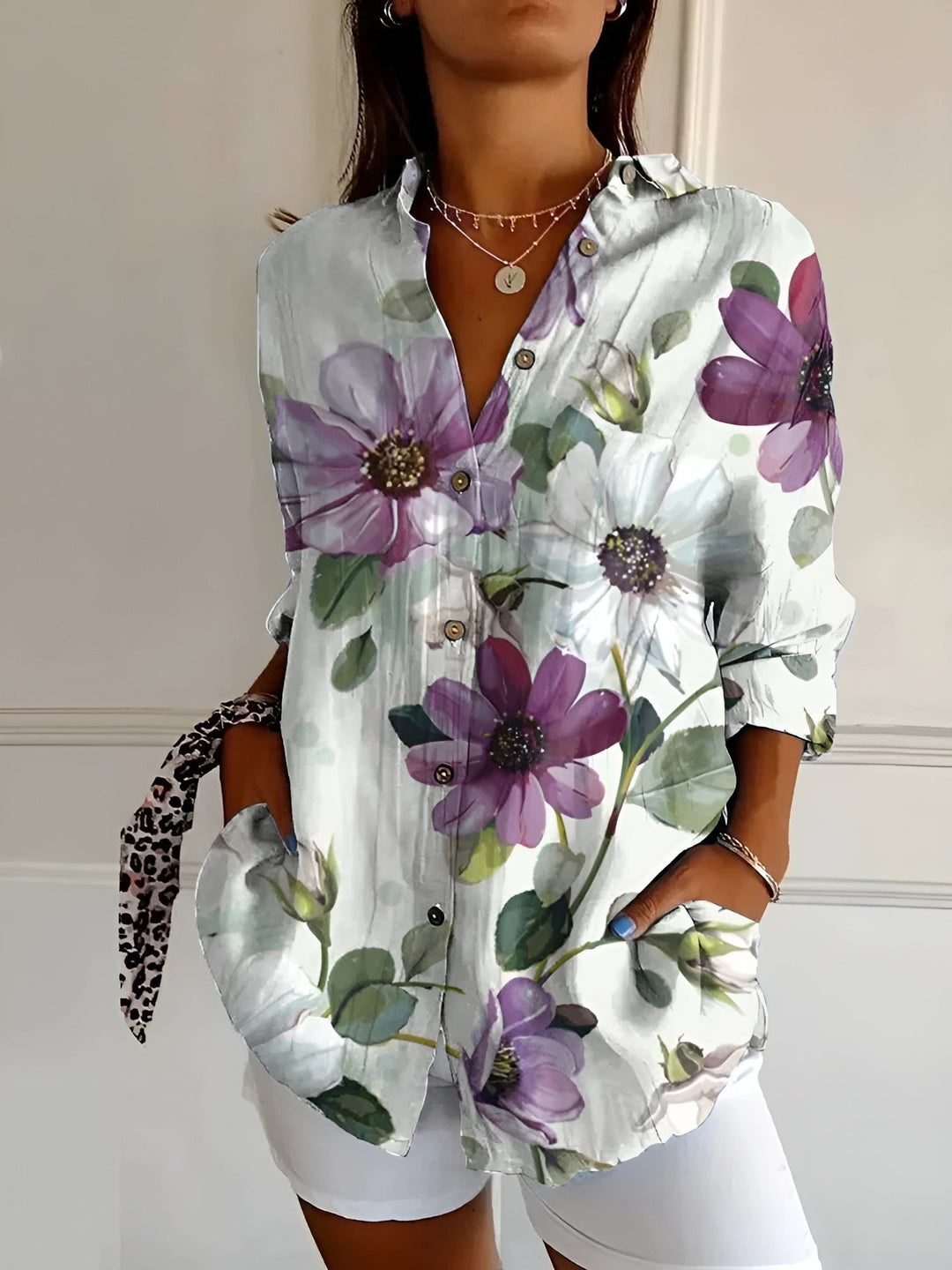 Cassia | Women’s Floral Button-Up Blouse for Casual Layering
