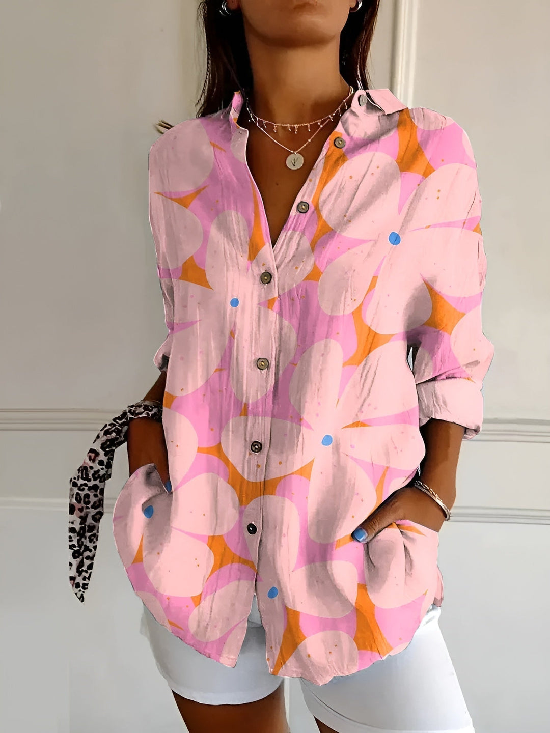 Cassia | Women’s Floral Button-Up Blouse for Casual Layering