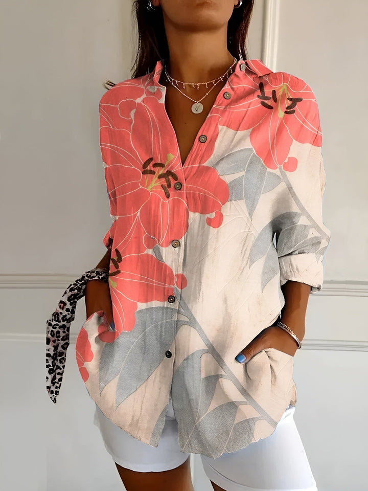 Cassia | Women’s Floral Button-Up Blouse for Casual Layering