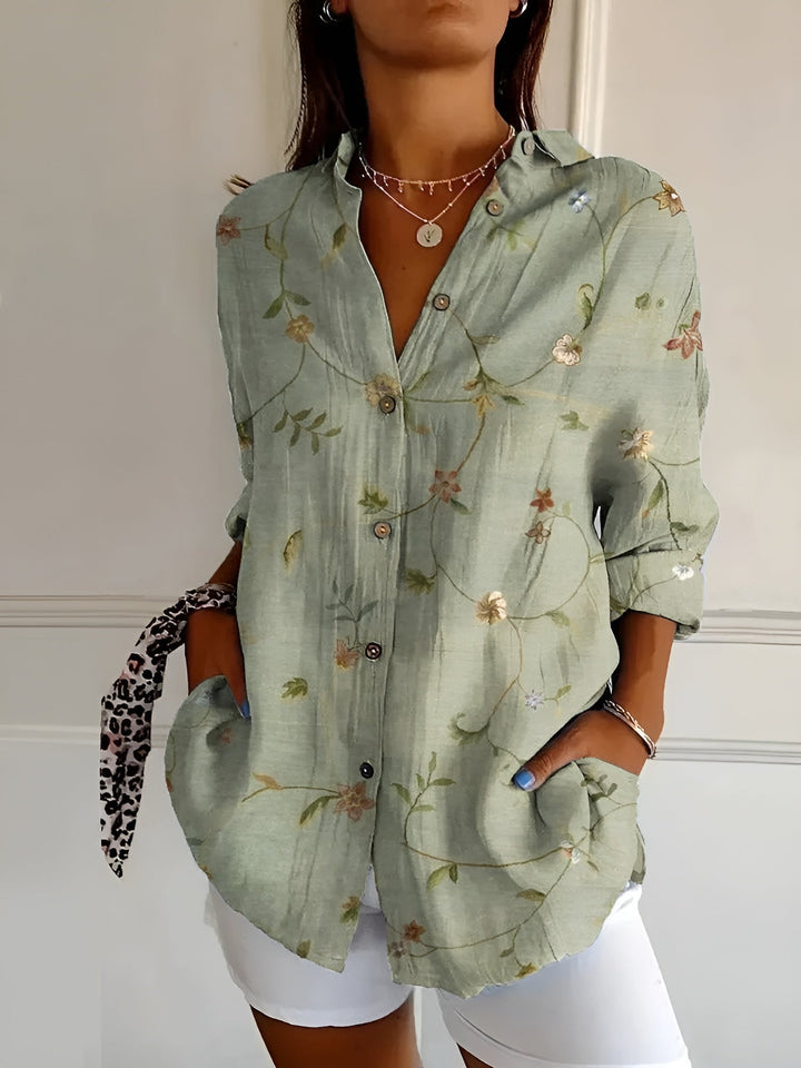 Cassia | Women’s Floral Button-Up Blouse for Casual Layering