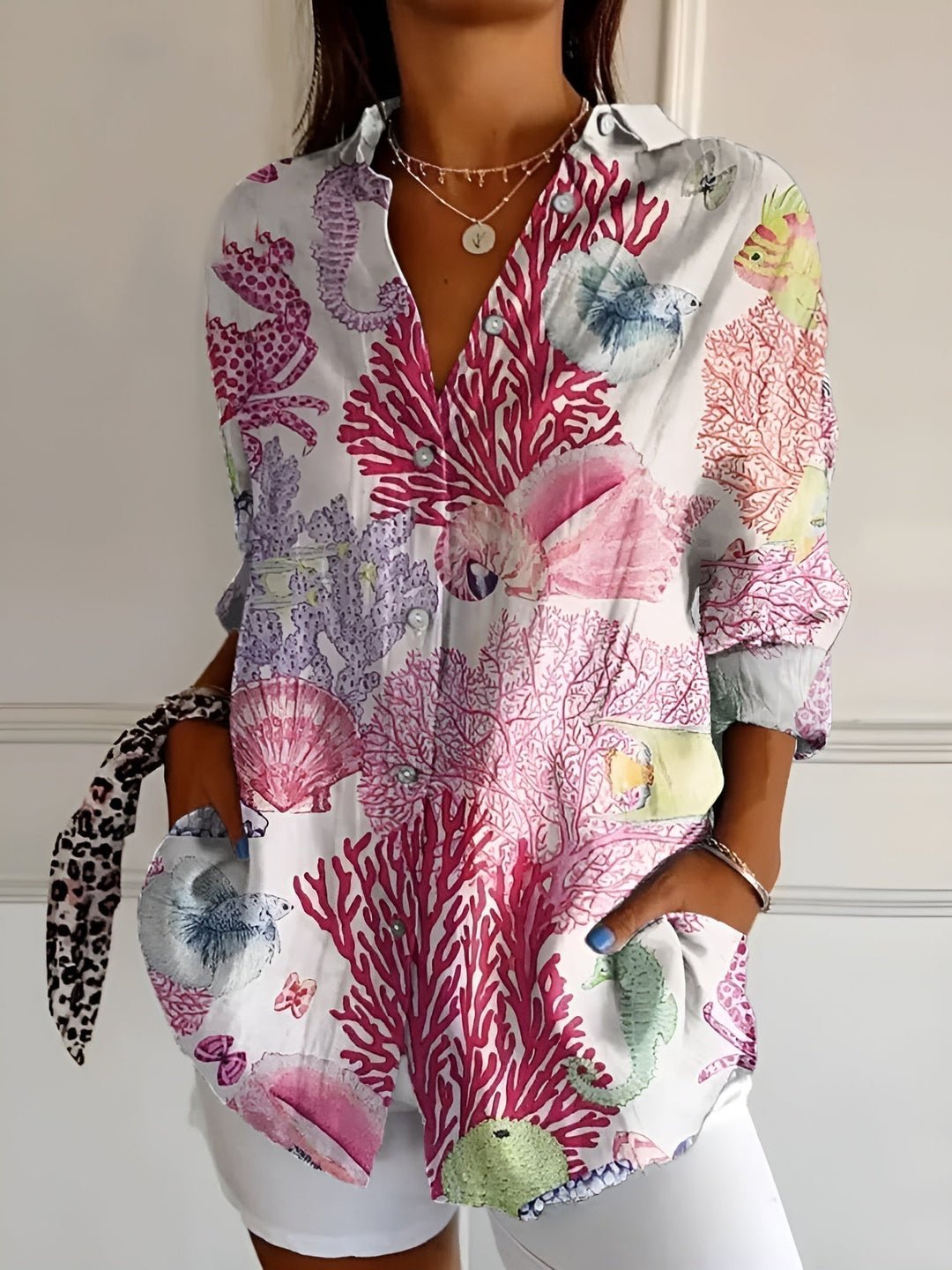 Cassia | Women’s Floral Button-Up Blouse for Casual Layering